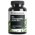 Produktbild: natural elements Bio-Ashwagandha – KSM-66® Premiumrohstoff – 5% Withanolid-Gehalt – hochdosiert