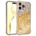 Produktbild: Für Apple iPhone 16 Pro Max Handyhülle Flüssig Glitter Hülle Handy Cover Gold