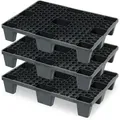 Produktbild: 3X Kunststoffpalette im halben Euromaß, LxBxH 800x600x140 mm, Deckfläche durchbrochen, Material PE-RE