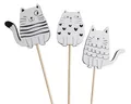 Produktbild: itsisa Blumenstecker Katze aus Holz, 3er Set - Frühlingsdeko, Pflanzstecker Katzen, Blumen Deko