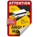 Produktbild: Betriebsausstattung24 Ablösbare Folie Attention Angles Morts für Bus/Wohnmobil - Non-permanent haftende PVC- Folie 17,0 cm x 25,0 cm - Toter Winkel Warnschild - Hinweisschild
