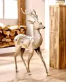 Produktbild: Metall Figur Hirsch 65 cm groß, Aluminium silber glänzend, Weihnachts Deko