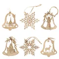 Produktbild: 6x Tannenbaumschmuck Holz-Anhänger Set -  Glockenform & im Schneeflocken-Design