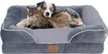 Produktbild: Orthopädisches Premium Hundebett mit Egg Foam, extra Halteschlaufe, Wasserdichter Innenbezug, Hundesofa, Hundekissen, flauschig, Bezug abnehmbar, waschbar, 71 x 58 x 17 cm, Hellgrau (L)