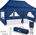 Produktbild: tillvex Pavillon 3x6m - mit 6 Seitenwänden Blau wasserdicht | Pop-Up Faltpavillon höhenverstellbar | Gartenzelt UV Schutz 50+ | Partyzelt mit Tasche für Garten
