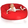 Produktbild: Green Bean Sitzsack Riesen-Sitzsack Jumbo XXL Velours (Riesensitzsack mit Memory-Schaum Flockenfüllung, Made in Germany - in 5 Größen (3ft - 7ft), Hülle abnehmbar mit Reißerschluss rot|schwarz 180 cm x 120 cm x 180 cm