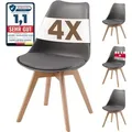 Produktbild: Albatros Esszimmerstühle 4er Set aarhus, Grau - Beine aus Buche Massiv-Holz, Skandinavisches Retro-Design, bequemer Schalenstuhl - Eleganter