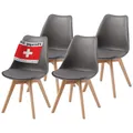 Produktbild: Albatros Esszimmerstühle 4er Set AARHUS, Grau - Beine aus Buche Massiv-Holz, Skandinavisches Retro-Design, bequemer Schalenstuhl - Eleganter Küchenstuhl, Stuhl Esszimmer für Esstisch