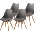 Produktbild: Albatros Esszimmerstühle 4er Set AARHUS, Grau - Beine aus Buche Massiv-Holz, Skandinavisches Retro-Design, bequemer Schalenstuhl - Eleganter Küch...