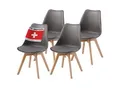 Produktbild: Albatros Esszimmerstühle 4er Set AARHUS, Grau - Beine aus Buche Massiv-Holz, Skandinavisches Retro-Design, bequemer Schalenstuhl - Eleganter Küchenstuhl, Stuhl Esszimmer für Esstisch