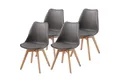 Produktbild: Albatros International Esszimmerstuhl Esszimmerstuhl Küchenstuhl AARHUS Grau 4er Set Beine Massiv Holz Retro (4er Set, Grau Buche), bequemer Schalenstuhl, Skandinavisches Retro-Design, elegant