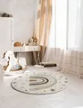 Produktbild: the carpet Beat Kids Moderner Weicher Kinderteppich, Weicher Flor, Pflegeleicht, Farbecht, Regenbogen Muster, Creme, 120 cm Rund