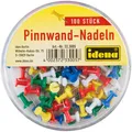 Produktbild: Idena 333005 - Pinnwandnadeln 100 Stück farbig sortiert bunt Pinnadeln Büro NEU