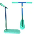 Produktbild: Indo Kickstarter LTD Trampolin Stunt-Scooter I Snowscooter I Schneeroller I 62 bis 72cm Vario Verschiedene Höhen I Indoor & Outdoor I Trick I Trainer I+ Fantic26 Sticker Neon Blau Fade Tyrkis
