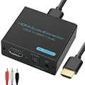 Produktbild: HDMI Audio Extractor 4k HDMI Optisch Splitter Adapter Konverter 3.5 mm Stereo+Optical Toslink SPDIF out unterstützt 5.1 HDCP 3D 1080P Dolby Digital DTS PCM