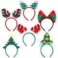 Produktbild: Ruisita 6er-Pack bunte Weihnachts-Stirnbänder Xmas Party Kostüm Stirnbänder Weihnachts Haarreif für Weihnachts-Party Zubehör