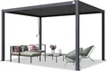 Produktbild: PRIMEYARD Pergola 3x4 m Aluminium-Pfosten mit Stahl-Lamellendach - anthrazitfarbene Terrassenüberdachung