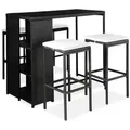 Produktbild: vidaXL 5-tlg. Gartenbar-Set mit Kissen Poly Rattan Schwarz