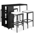 Produktbild: vidaXL 5-teiliges Gartenbar-Set mit Kissen, PE-Rattan, Schwarz