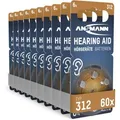 Produktbild: Ansmann Hörgerätebatterie 312, 180 mAh, PR41, braun, Zink-Luft, 60 Stück
