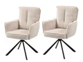 Produktbild: 2er-Set Polsterstuhl Wolf MÖBEL Asher, 180° drehbar beige, Rückstellfunktion, Armlehnen, Cord