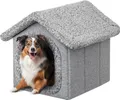 Produktbild: Haustierhütte Hundehaus Höhle Hundehütte Katzenhütte Hundehöhle Katzenhaus Hundekissen Katzenkissen flauschiges Haus, Grau, 46x52x53 cm