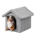 Produktbild: PillowPrim Haustierhütte Hundehaus Höhle Hundehütte Katzenhütte Hundehöhle Katzenhaus Hundekissen Katzenkissen Flauschiges Haus, Grau, 46x52x53 cm