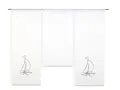 Produktbild: Design Mini Flächenvorhang Set Bestickt Segelboot | 4114-02 | 3 Teile | Scheibengardine Gesamtbreite 90cm (3x30cm) Höhe 80/60/80cm |
