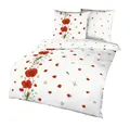 Produktbild: Kaeppel Seersucker Bettwäsche 135x200cm Red Poppy Mohn Rot Weiß Baumwolle