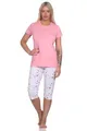 Produktbild: Normann Eleganter Damen Capri Pyjama, Schlafanzug mit Knopfleiste und ¾ Capri Hose, Farbe:rosa, Größe:36-38