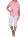 Produktbild: Normann Pyjama Eleganter Damen Capri Pyjama Schlafanzug mit Knopfleiste & Caprihose