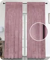 Produktbild: BEAUTEX Samt Vorhang Kräuselband U-Band Gardine Velvet abdunkelnd und Blickdicht, 140x145 cm (Breite 140 cm, Höhe 145 cm, Rosa)