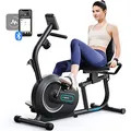 Produktbild: MERACH Liegeergometer für Zuhause mit 8 verstellbaren Widerstandsstufen, Smart Bluetooth, exklusiver App-Konnektivität, LCD-Display, Herzfrequenzsensoren und verstellbarer Rückenlehne