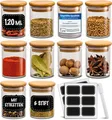 Produktbild: Praknu Gewürzgläser 120ml - 10er Set Gewürzdosen Organizer mit Gewürzetiketten - Luftdicht - Spülmaschinenfest -Küchenorganisation - für Gewürze, Kräuter & Tee