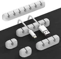 Produktbild: Kabelhalter Kabelclips 5 Stück Selbstklebend Kabel Organizer Grau Büro Schrei...