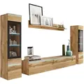 Produktbild: P & B Wohnwand Vera, Eiche Wotan, Kunststoff, 4-teilig, 6 Fächer, 240x130x33 cm, Fsc, Made in EU, stehend, hängend, Beleuchtung, in verschiedenen Holzdekoren erhältlich, Wohnzimmer, Wohnwände, Wohnwand-Sets