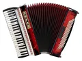 Produktbild: Wunderschönes, 4-chöriges Akkordeon von Zupan in rot mit 120 Bässen inkl. Koffer