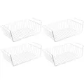 Produktbild: WELLGRO 4er Set Schrankkörbe zum Einhängen aus Metall - ca. 41 x 25 x 14 cm (LxBxH) - schaffen Sie zusätzlichen Platz - weiß