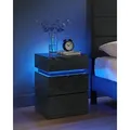Produktbild: VASAGLE Nachttisch mit LED-Beleuchtung, mit 3 Schubladen, schwarz - Schwarz