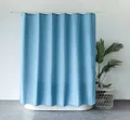 Produktbild: M&W DAS DESIGN Duschvorhang aus schwerem Textil Gewebe Leinenoptik schwere Qualität Schimmelresistent Stoff Luxus 100% Wasserdicht Blickdicht inkl. 12 Haken Gewicht unten 180x200cm(BxH) türkis