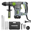 Produktbild: WORKPRO Bohrhammer SDS Plus 1500W, Hammer Drill Betonhammer Bohrmaschine 5,5 Joule, 4 Modi, Variable Geschwindigkeit, 360° Handgriff, Mit Zubehör, Meißel & Koffer, 930 R/Min, 4300BPM, Im Beton 32mm
