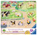 Produktbild: Ravensburger Puzzle 10 Teile Holz Puzzle my first wooden Morgens auf dem Bauernhof 03689, 10 Puzzleteile