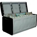 Produktbild: Gartenbox Wetterfest Outdoor Garten Box Gartenauflagen Gartentruhe XXL Auflagenbox Wetterfest Kissenbox Aufbewahrungsbox Gartenkiste Balkonschrank ... - Grau/Schwarz