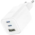 Produktbild: Swissten, USB-C 45W + USB 18W GaN-Netzteil Schnellladen Kompaktes Design, Weiß - Weiß