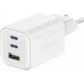 Produktbild: Swissten Travel Charger Gan 2X USB-C 65W PD + 1X USB-A 18W QC White (65 W, 3 Ports) (22071400)