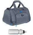 Produktbild: Sporttasche klein Damen Herren Kinder Trainer Small 42 cm 18 L Reisetasche Sport Reise Gymbag Arbeit Fitness Schule Gym Bag Tasche 1242 + Trinkflasche (Titan Grau (grau))