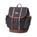 Produktbild: Rucksack 'Henry' aus Canvas, Leder für Herren, Damen, Wanderruck im alpinen Vintage-Design, 30L - Marine-Blau, DR00147