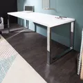 Produktbild: Moderner Schreibtisch WHITE DESK 160cm weiß Hochglanz Bürotisch Laptoptisch
