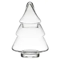 Produktbild: HOMLA Tinsel Lametta-Weihnachtsbaum - Förmige Dekoration und Süßigkeiten - Aufbewahrungsdose - Behälter für Süßigkeiten und Lebkuchen - 100% transparentes Glas 39 x 25 cm