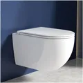 Produktbild: Rainsworth Hänge WC Spülrandlos Toilette - 360° Einloch Superspin Spülung Wand WC, Toilettenbecken Toilettenspülung Geräuscharm, Kloschüssel und WC Sitz mit Absenkautomatik, Weiß, 48.5cm lang